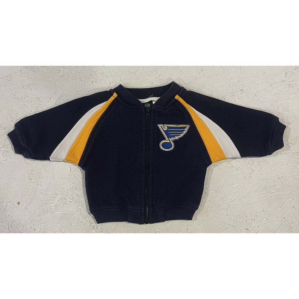 My NHL St Louis Blues Youth Kids Jacket Full Zip Size 3-6M Blue Yellow White